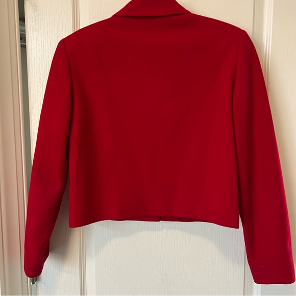 Vintage casual corner wool cashmere blend red cropped blazer jacket - Picture 2 of 13